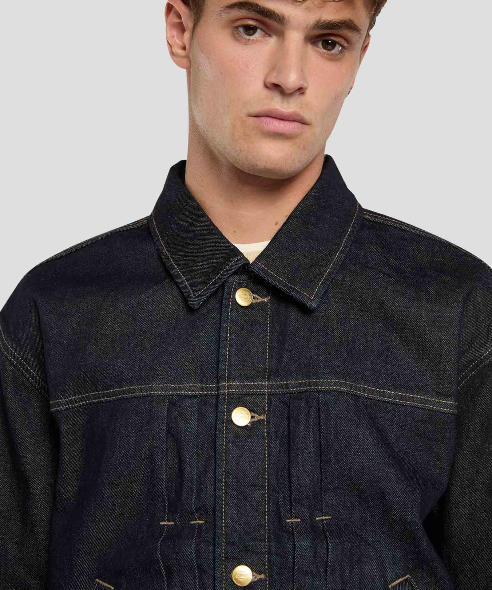 Trucker Pleated Denim Jacket