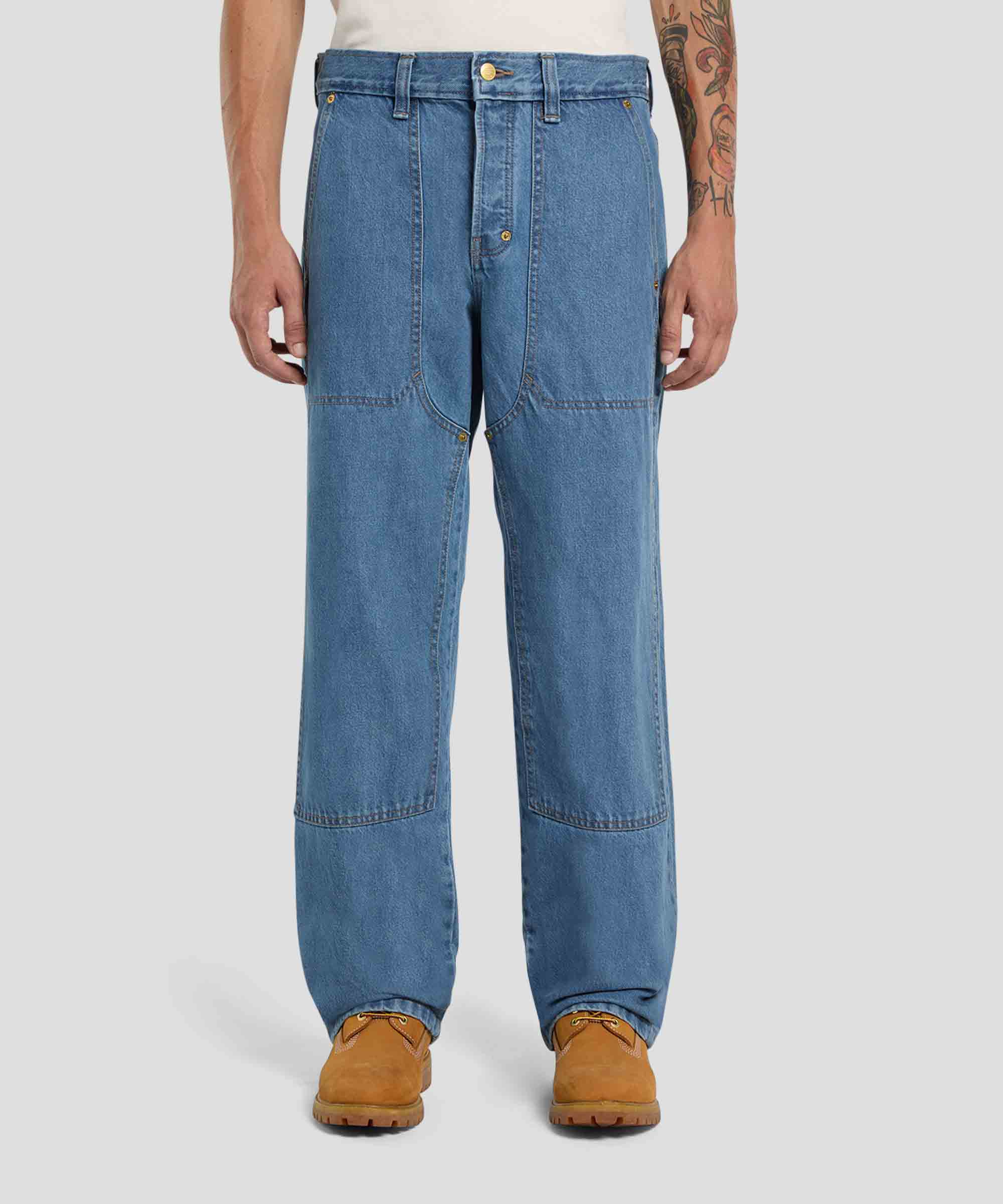 【AAKE】DOUBLE KNEE ROLL-UP DENIM Mens Trucker Double Knee Relaxed Jeans in Archive Wash