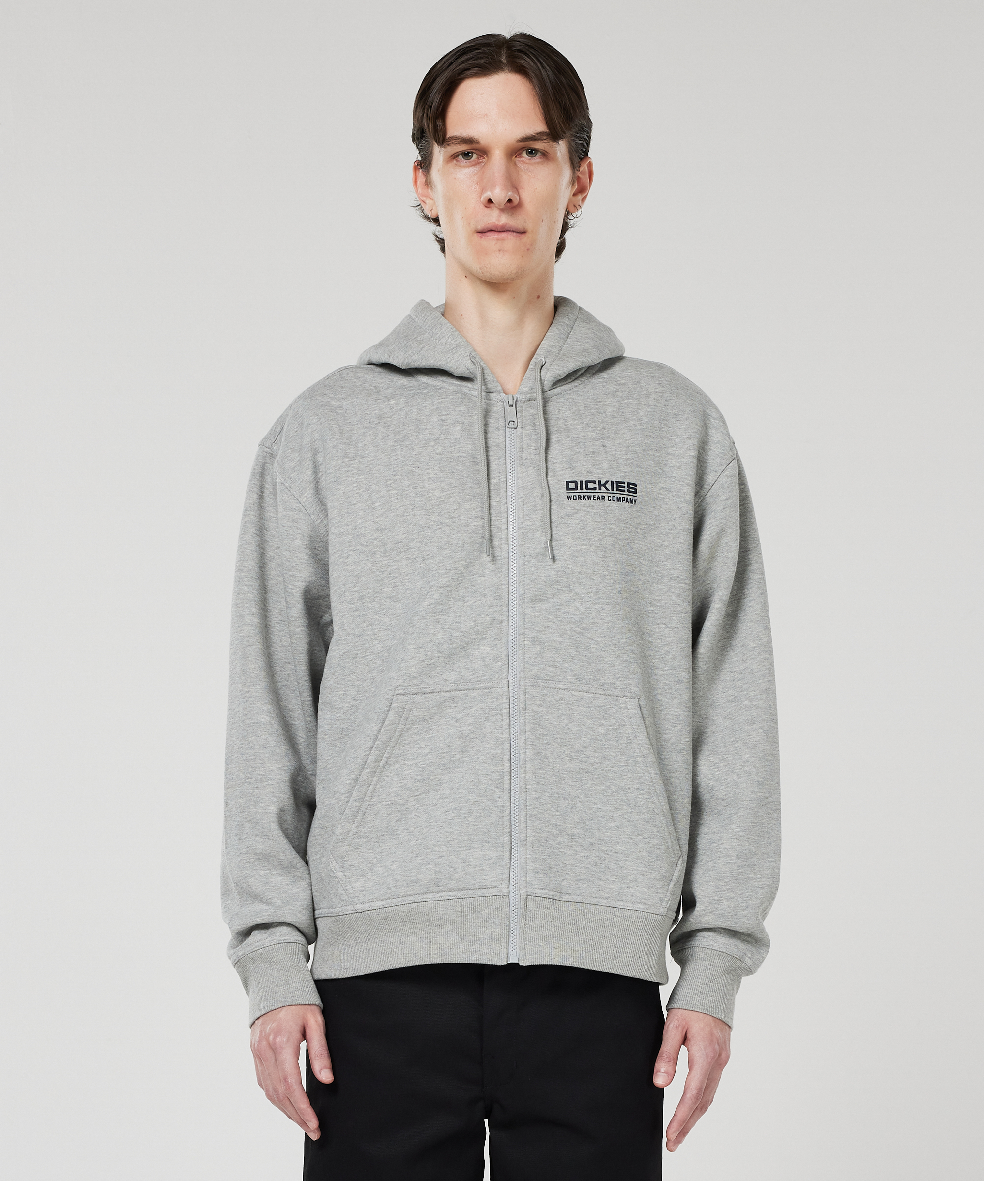 Mens Full Zip Graphic Hoodie in Grey Melange | Dickies Australia